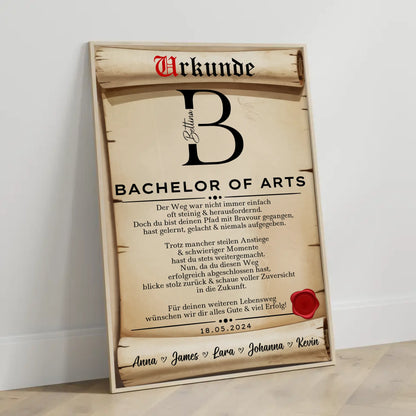 Poster Urkunde Bachelor Abschluss Geschenk Bachelor Of Arts