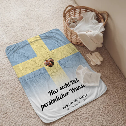 Personalisierten Decke Paar Stadtkarte Foto Schweden Wunschtext