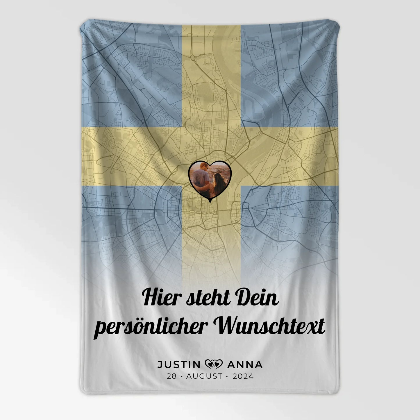 Personalisierten Decke Paar Stadtkarte Foto Schweden Wunschtext