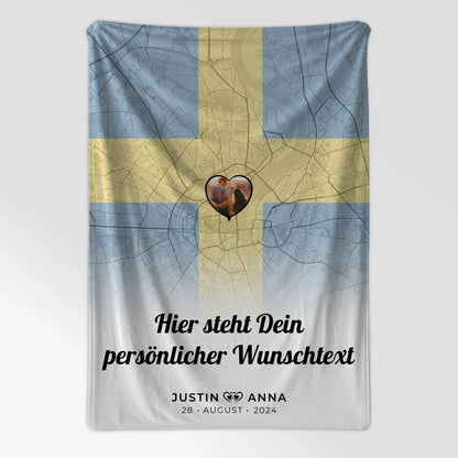 Personalisierten Decke Paar Stadtkarte Foto Schweden Wunschtext