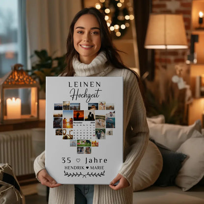 Leinwand mit Kalender 35 Hochzeitstag Geschenk für Leinenhochzeit