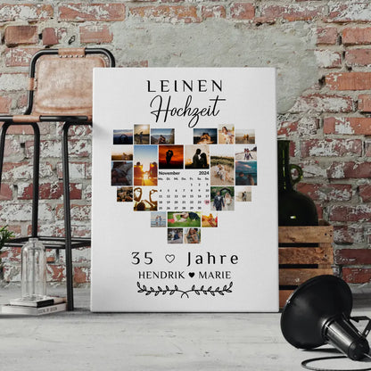 Leinwand mit Kalender 35 Hochzeitstag Geschenk für Leinenhochzeit