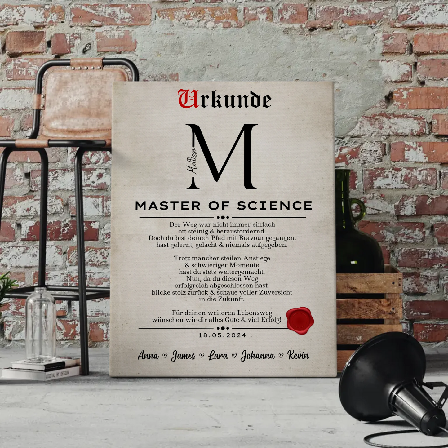 Leinwand Urkunde Geschenk Zum Masterabschluss Master Of Science