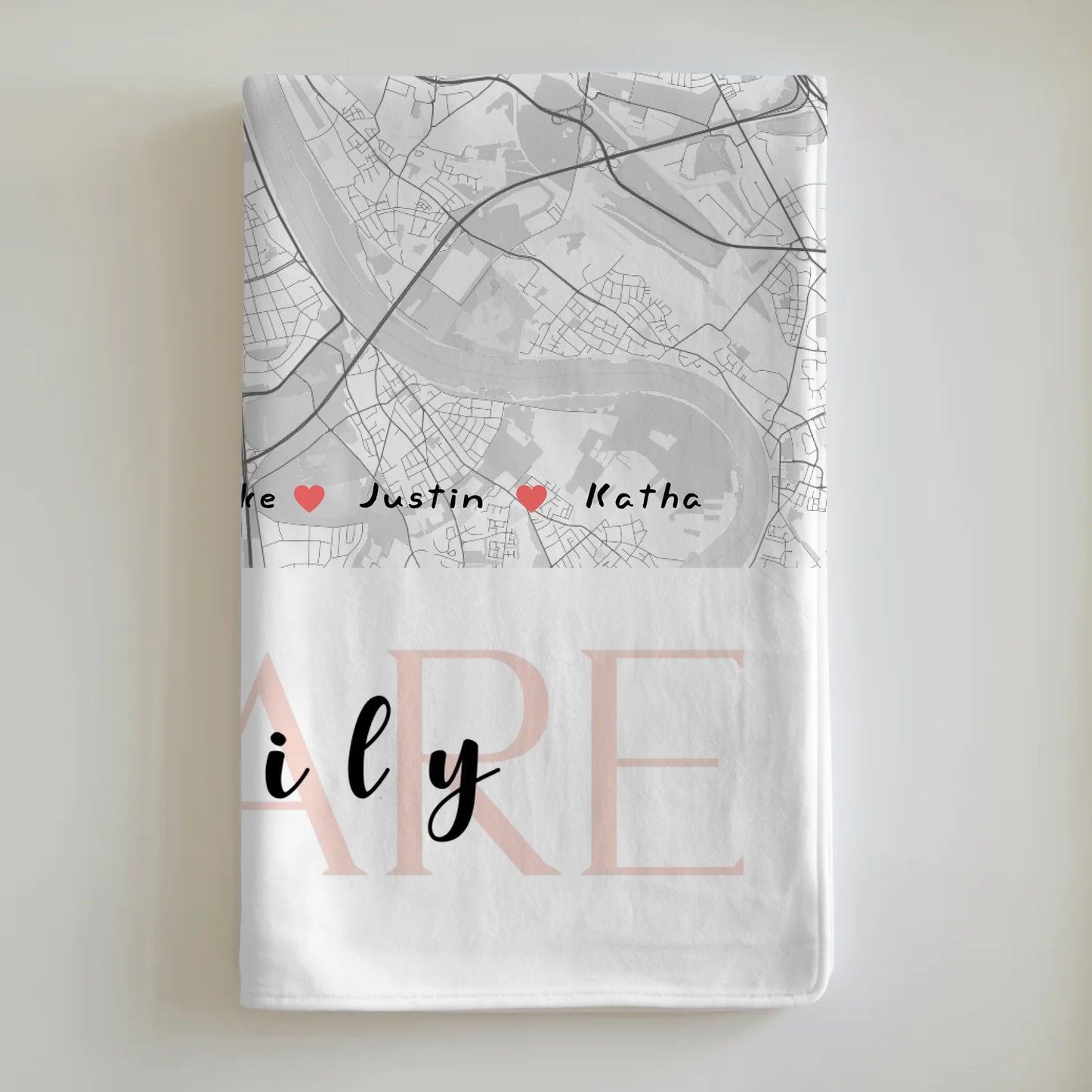 Personalisierte Decke Familie Stadtkarte We Are Family mit Nachname