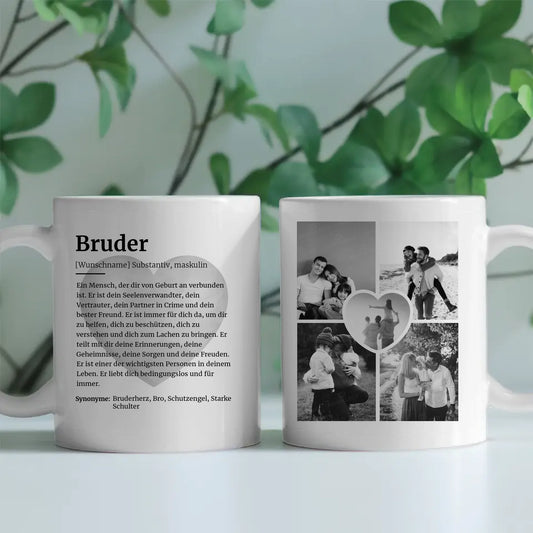 Personalisierte Tasse Bruder Definition Mit Name und 5 Fotos