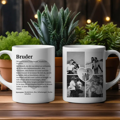 Personalisierte Tasse Bruder Definition Mit Name und 5 Fotos