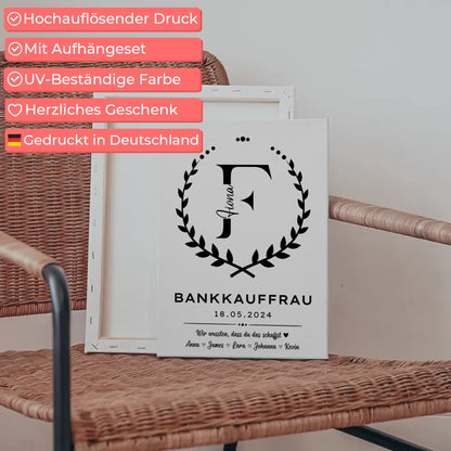 Geschenk Zum Abschluss Ausbildung Bankkauffrau Leinwand