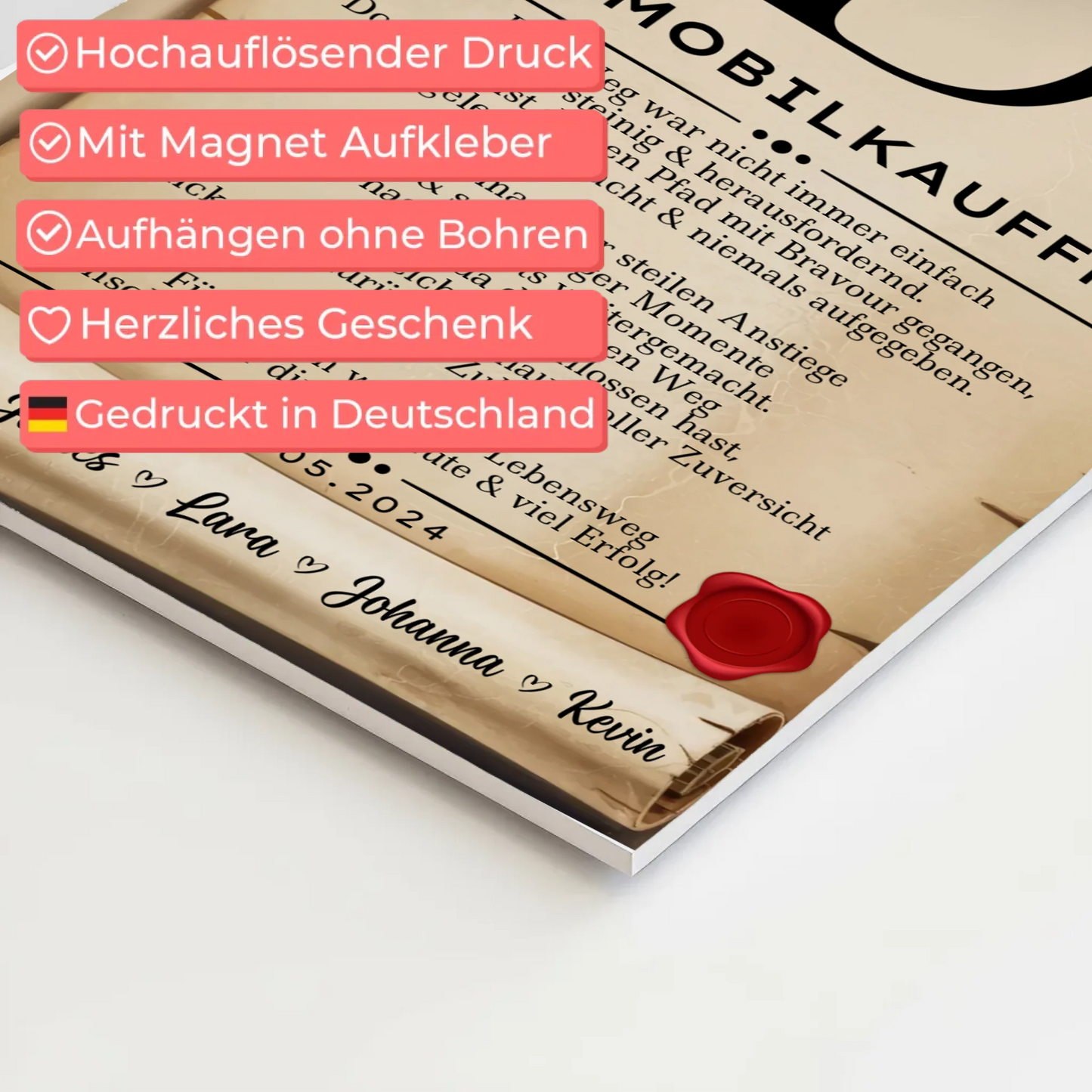 Ausbildungsabschluss Geschenk Automobilkauffrau Urkunde Fotoboard Magnet Poster