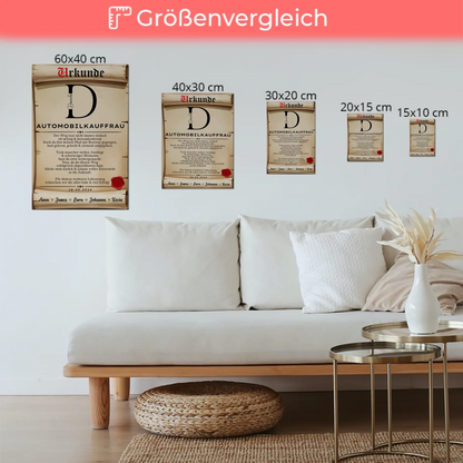 Ausbildungsabschluss Geschenk Automobilkauffrau Urkunde Fotoboard Magnet Poster