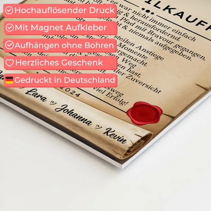 Ausbildungsabschluss Geschenk Automobilkauffrau Urkunde Fotoboard Magnet Poster