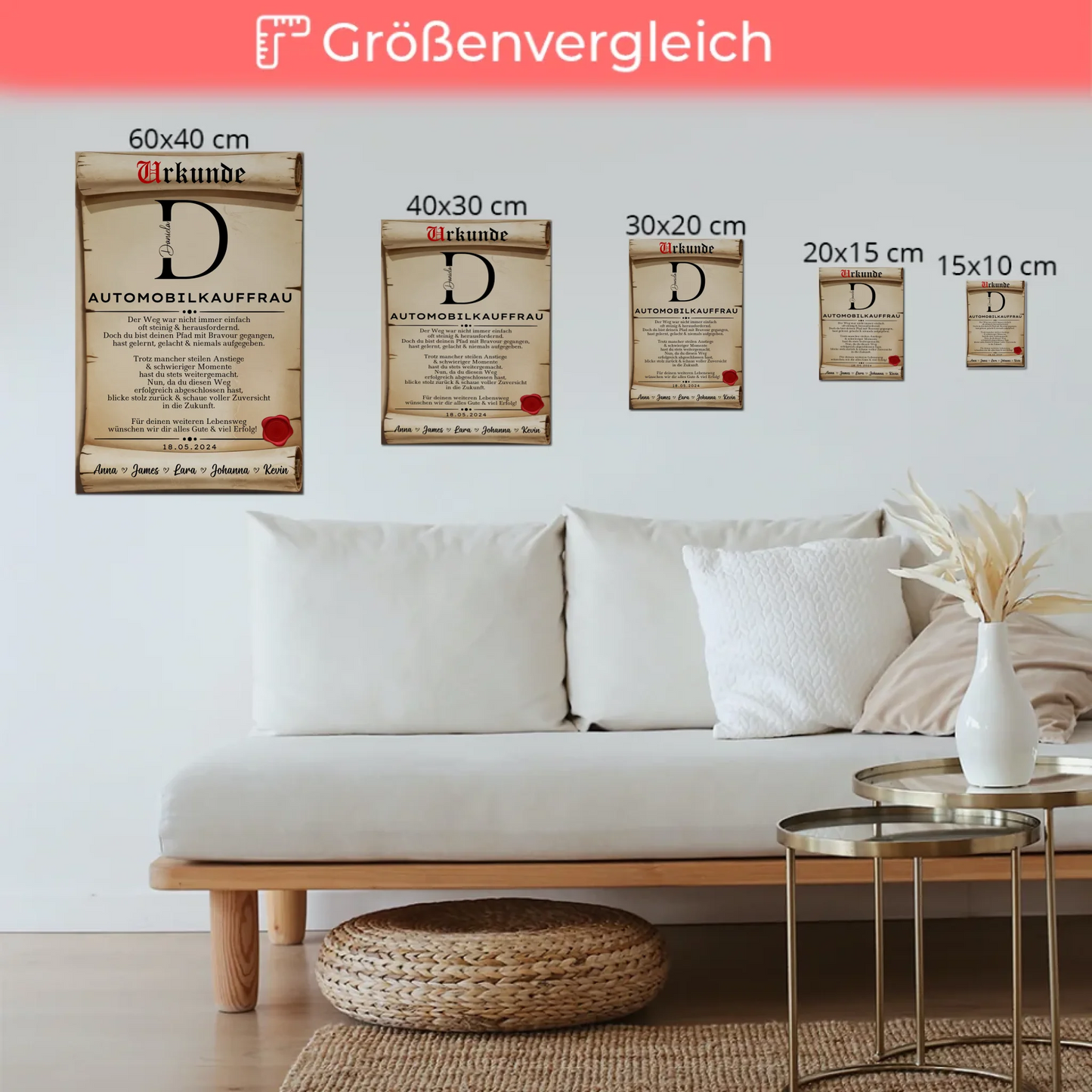Ausbildungsabschluss Geschenk Automobilkauffrau Urkunde Fotoboard Magnet Poster