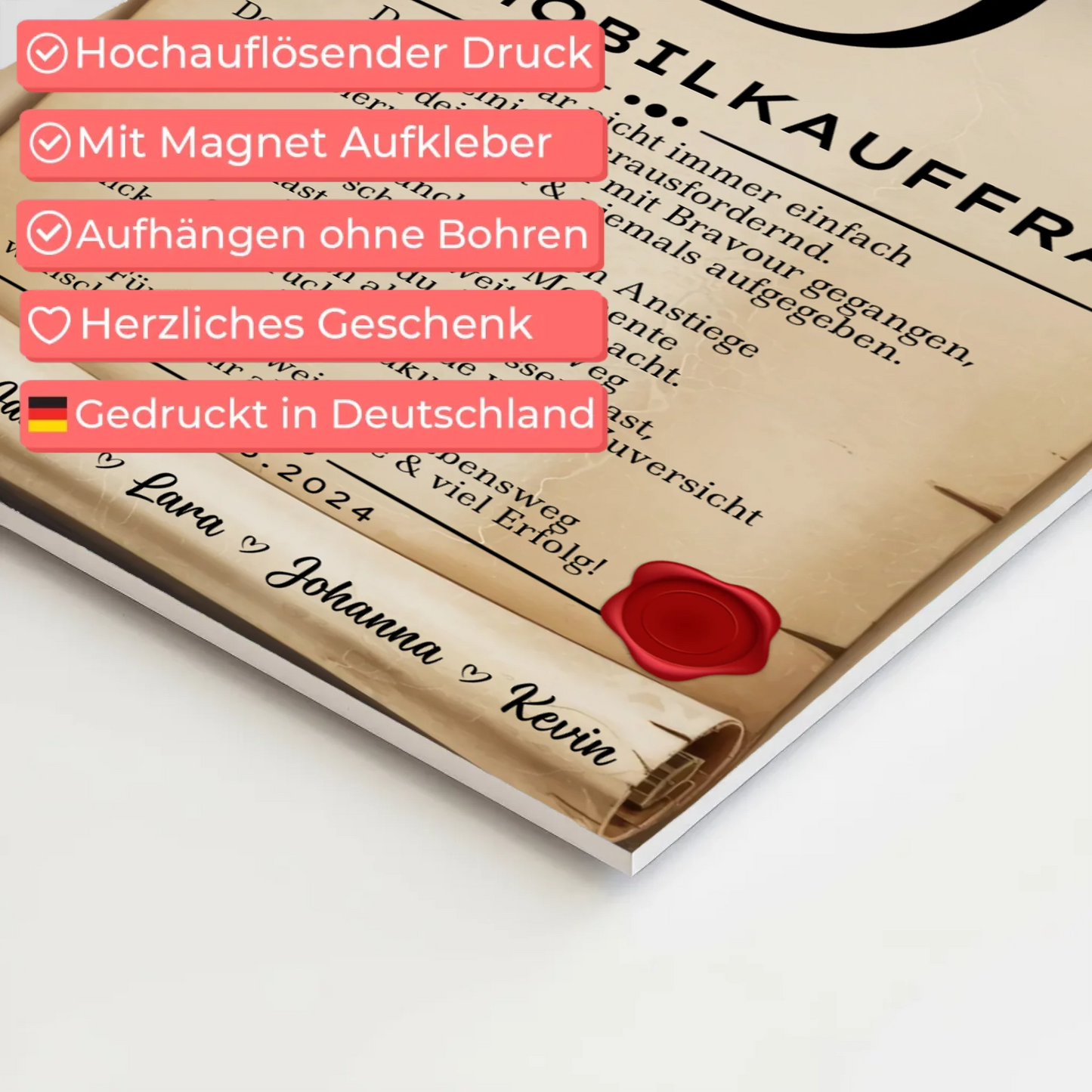 Ausbildungsabschluss Geschenk Automobilkauffrau Urkunde Fotoboard Magnet Poster