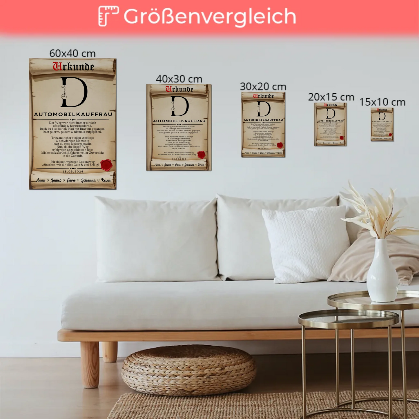 Ausbildungsabschluss Geschenk Automobilkauffrau Urkunde Fotoboard Magnet Poster