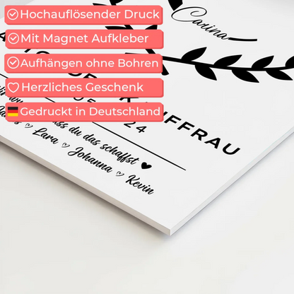 Geschenk Zum Abschluss Ausbildung Automobilkauffrau Fotoboard Magnetisch