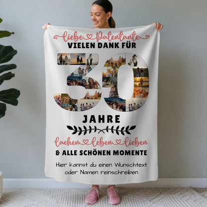 Personalisierte Decke Patentante 30 Geburtstag mit Fotos Wunschtext
