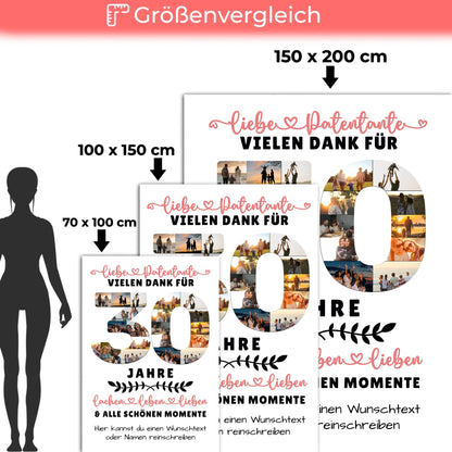 Personalisierte Decke Patentante 30 Geburtstag mit Fotos Wunschtext