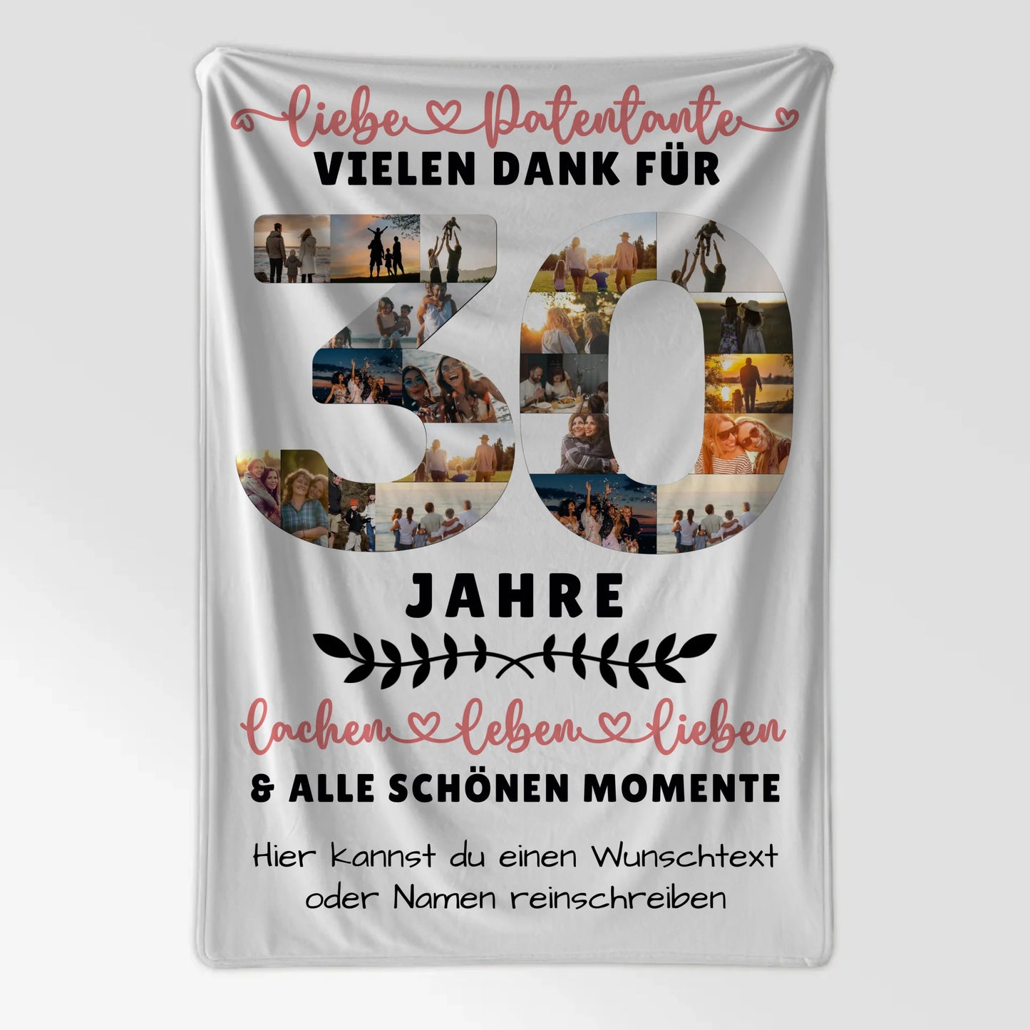 Personalisierte Decke Patentante 30 Geburtstag mit Fotos Wunschtext
