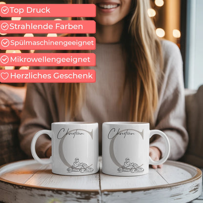 Ausgefallene Tassen Mit Name Lineart Kartrennen Kartfahrer Personalisierte Geschenke