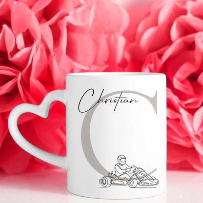 Ausgefallene Tassen Mit Name Lineart Kartrennen Kartfahrer Personalisierte Geschenke