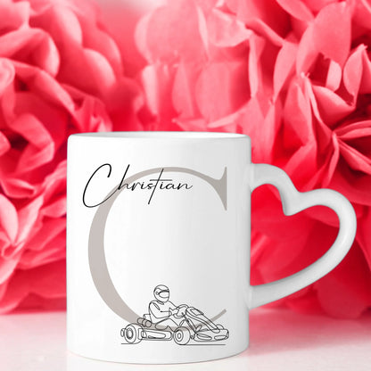 Ausgefallene Tassen Mit Name Lineart Kartrennen Kartfahrer Personalisierte Geschenke