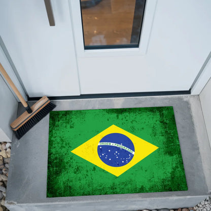 Personalisierte Fußmatte mit Länderflagge Brasilien Wunschtext
