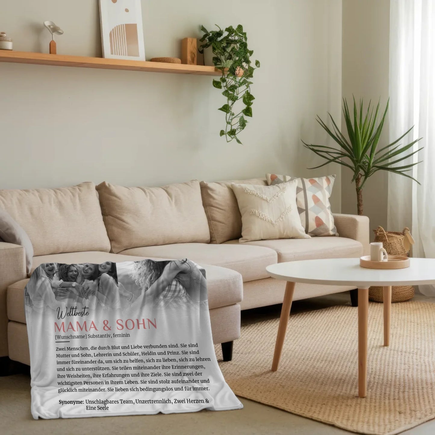 Personalisierte Decke Definition Mama & Sohn mit Name 4 Fotos Geschenke