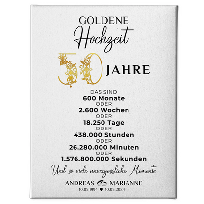 Personalisierte Leinwand Geschenk Momente 50 Hochzeitstag Goldene Hochzeit