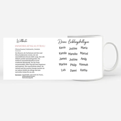 Immobilienkauffrau Tasse mit Name Definition Immobilienkauffrau Abschied