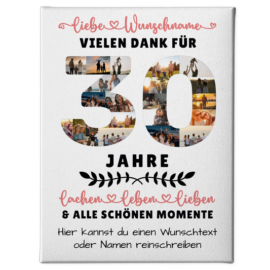 Personalisierte Leinwand 30 Geburtstag Für Tochter Sohn Bruder Neffe Nicht & Schwester