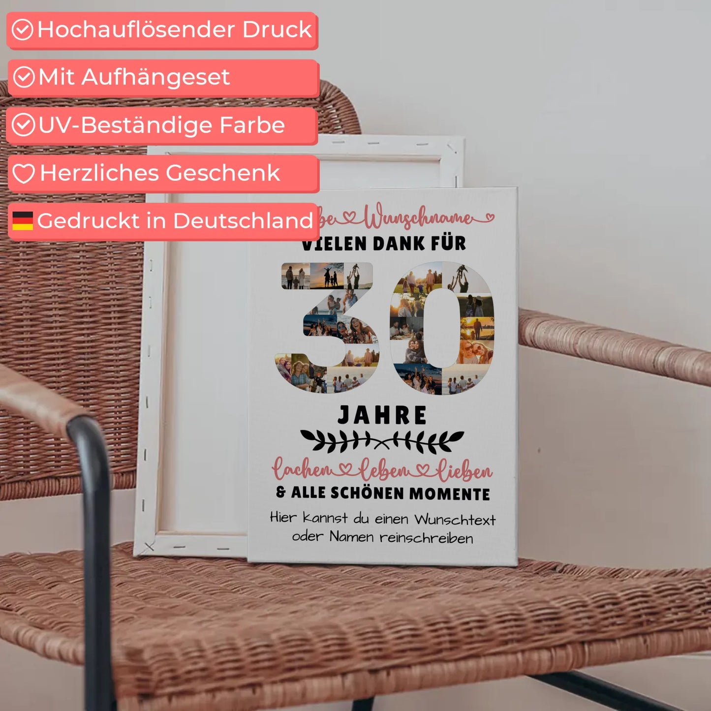 Personalisierte Leinwand 30 Geburtstag Für Tochter Sohn Bruder Neffe Nicht & Schwester