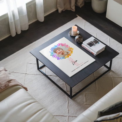 Fotoboard Magnet Wandbild Geburt Baby mit Namen und Foto personalisiert mit Geburtsdaten