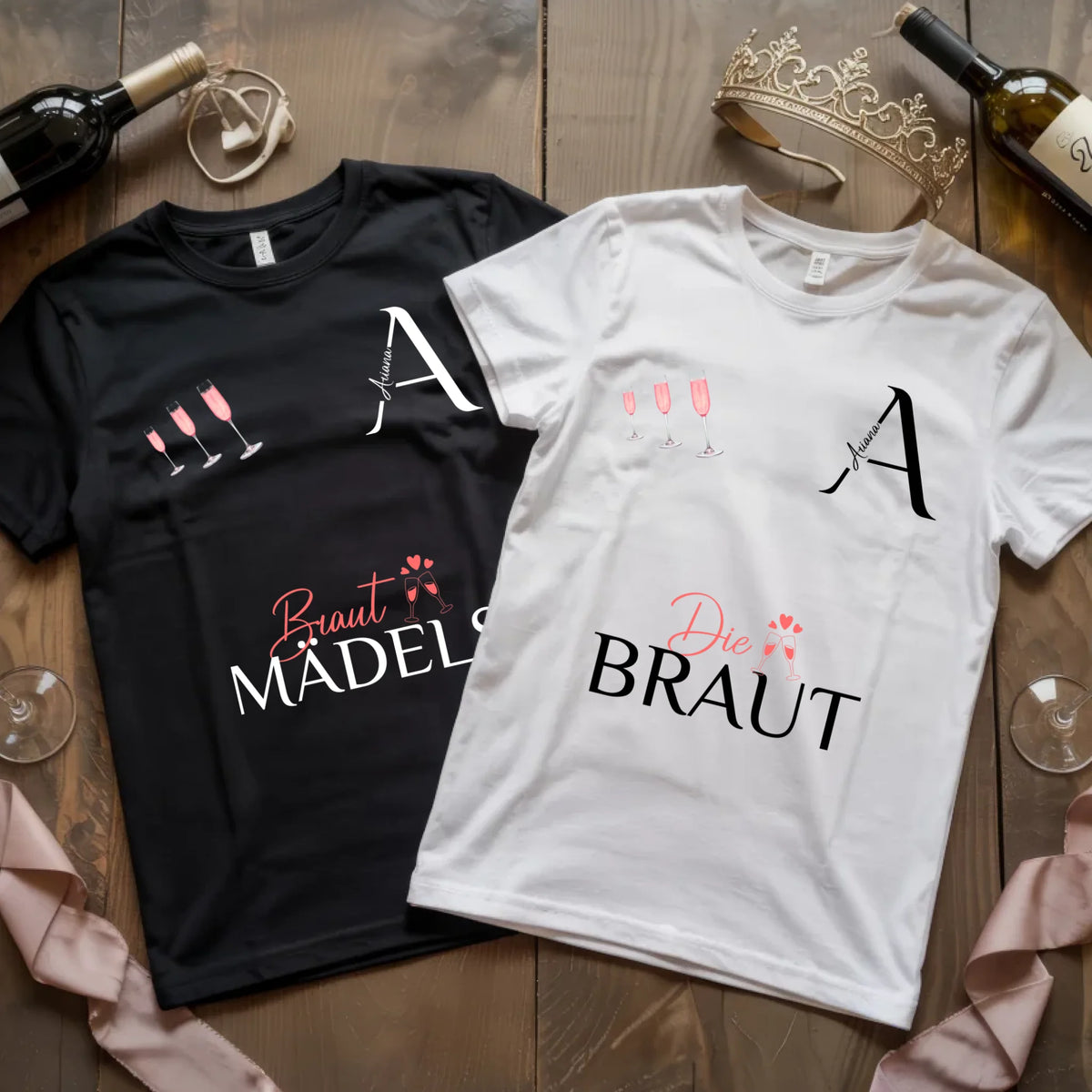 X.02.Schwarzes + Weißes T Shirt JGA Basic