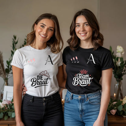 x.01.Schwarzes + Weißes T-Shirt Mockup 2 Frauen JGA