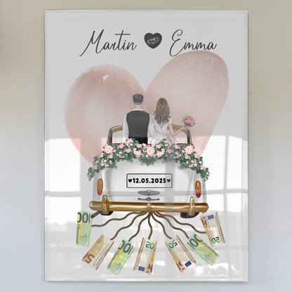 Geldgeschenk Hochzeit Acrylglas Bild Personalisiert