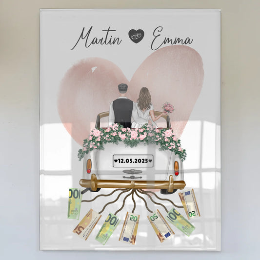 Geldgeschenk Hochzeit Acrylglas Bild Personalisiert
