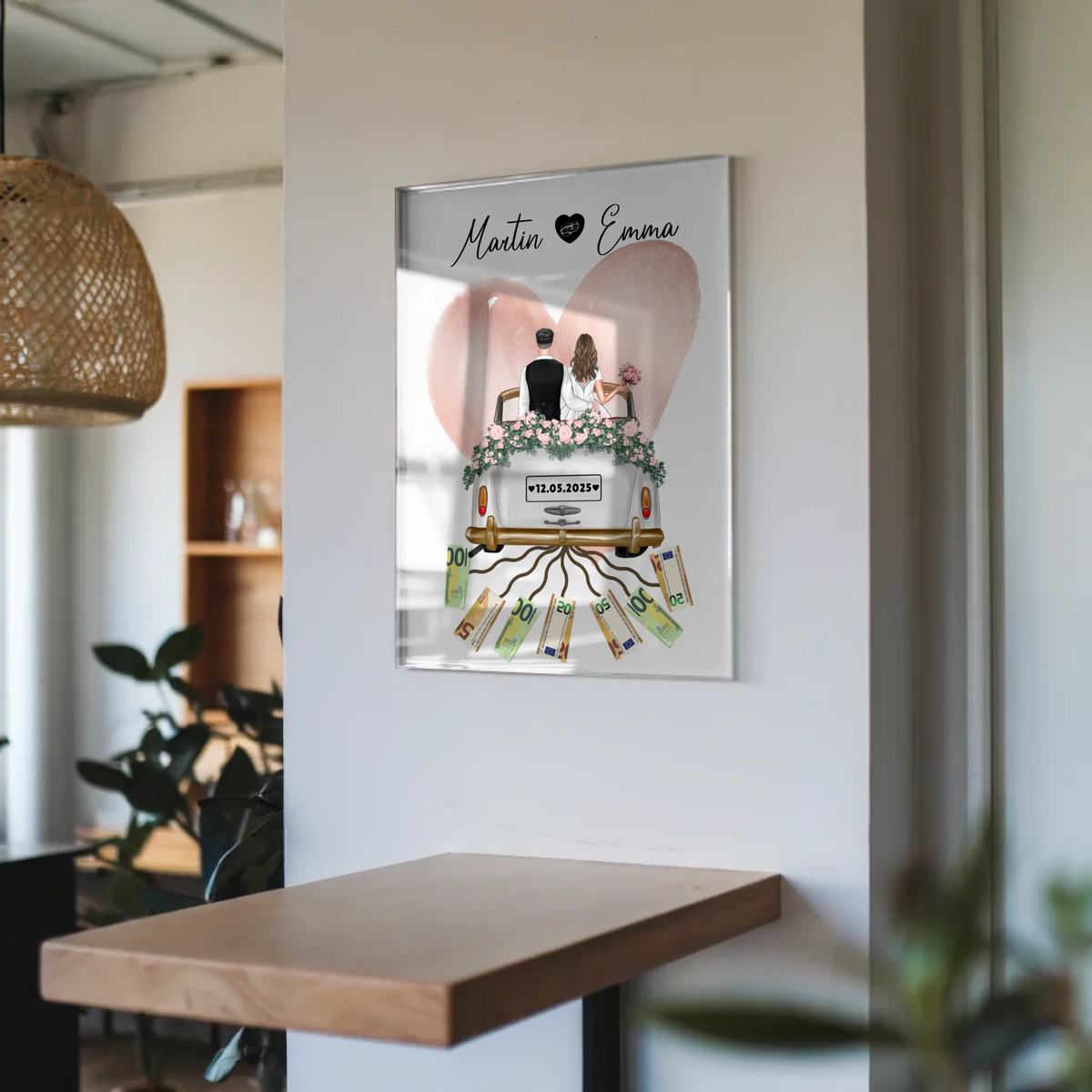 Geldgeschenk Hochzeit Acrylglas Bild Personalisiert