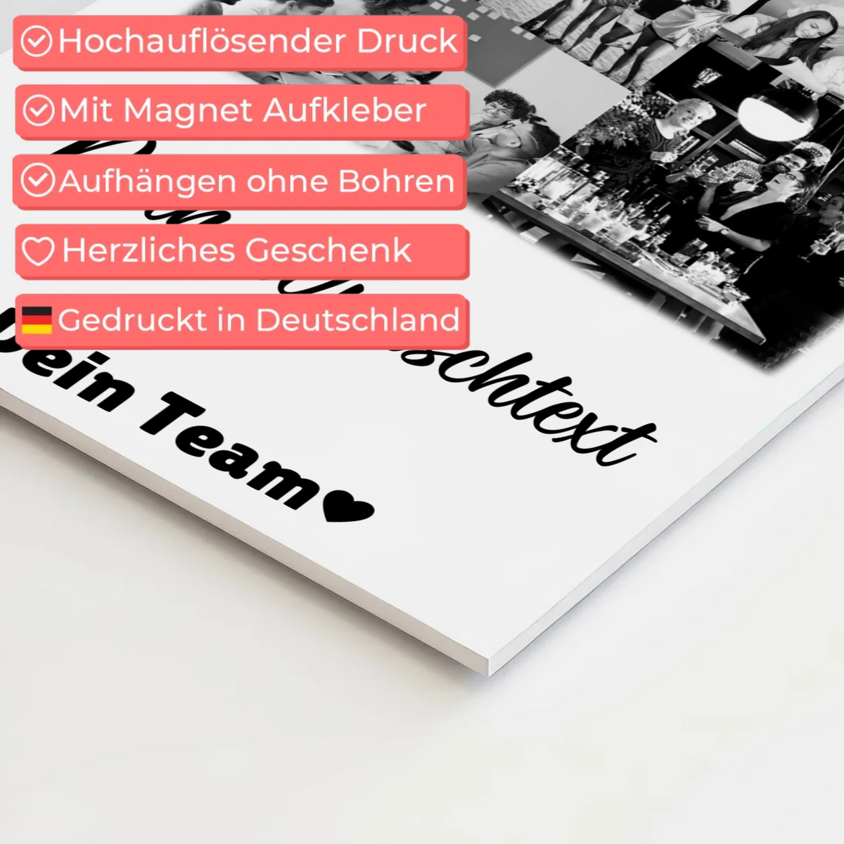 Magnetposter Fotoboard mit 9 Fotos und Wunschtext personalisiertes Geschenk