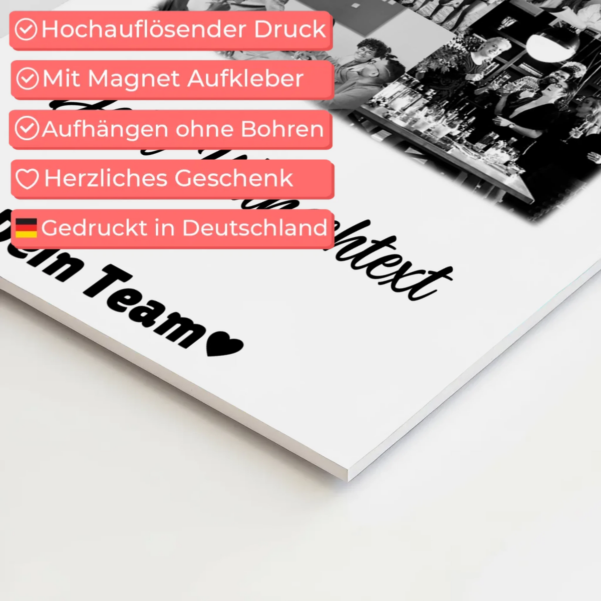 Magnetposter Fotoboard mit 9 Fotos und Wunschtext personalisiertes Geschenk