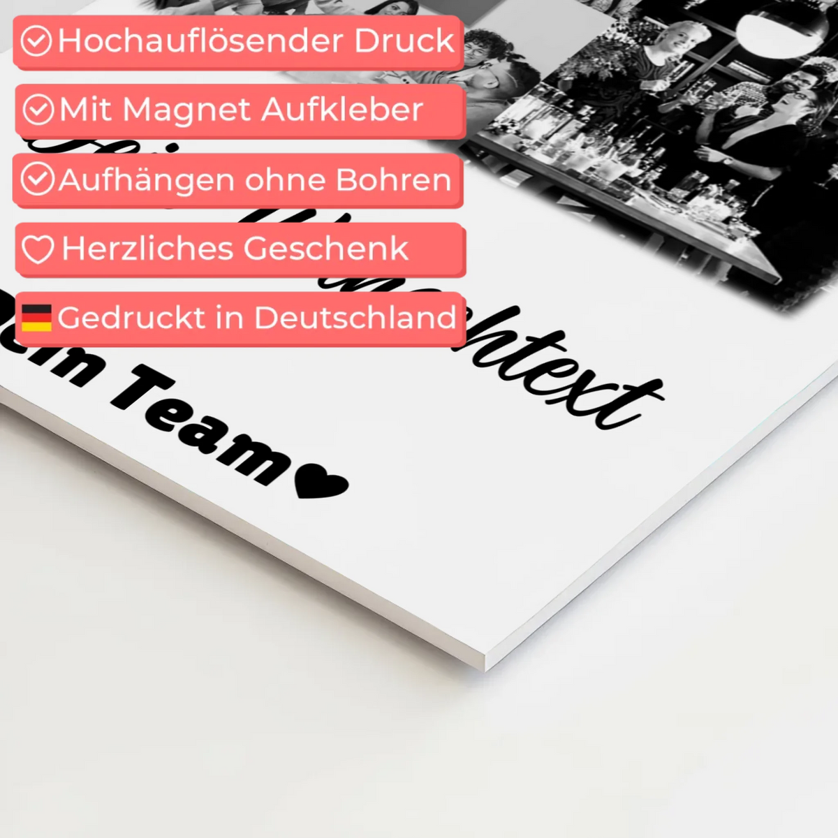 Magnetposter Fotoboard mit 9 Fotos und Wunschtext personalisiertes Geschenk