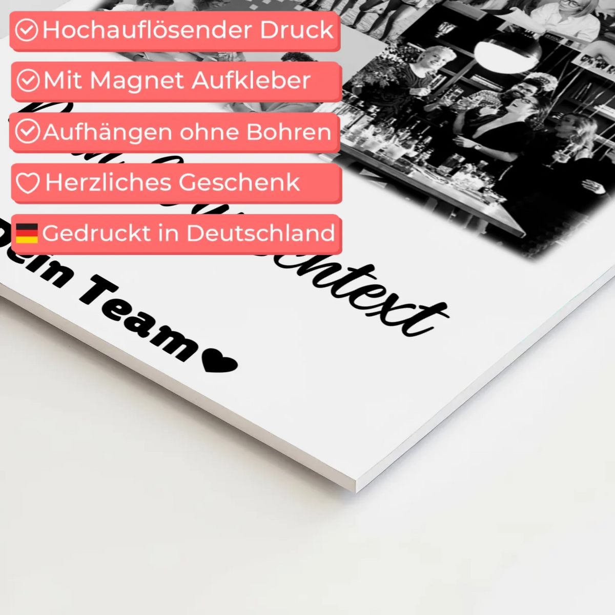 Magnetposter Fotoboard mit 9 Fotos und Wunschtext personalisiertes Geschenk