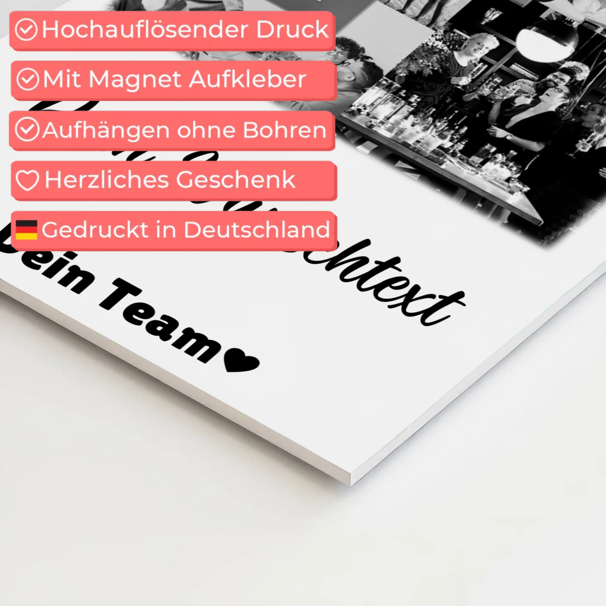 Magnetposter Fotoboard mit 9 Fotos und Wunschtext personalisiertes Geschenk