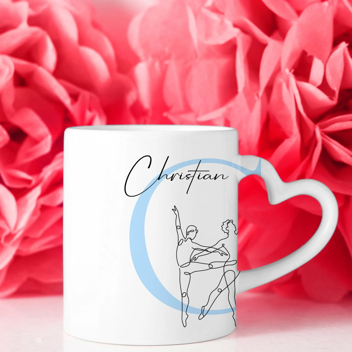 Personalisierte Tasse Mit Name Lineart Ballett Balletttänzer Geschenk für Ballettliebhaber