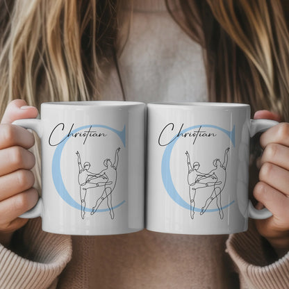 Personalisierte Tasse Mit Name Lineart Ballett Balletttänzer Geschenk für Ballettliebhaber