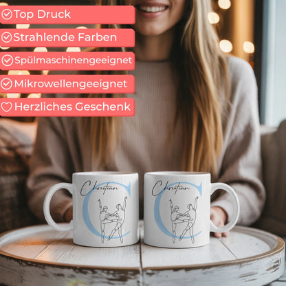 Personalisierte Tasse Mit Name Lineart Ballett Balletttänzer Geschenk für Ballettliebhaber