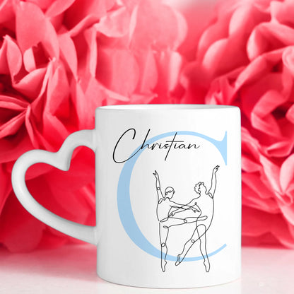Personalisierte Tasse Mit Name Lineart Ballett Balletttänzer Geschenk für Ballettliebhaber