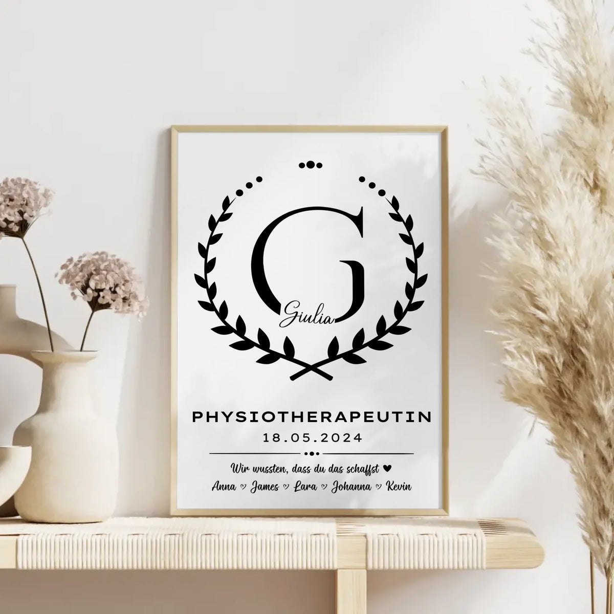 Geschenk Zum Abschluss Ausbildung Physiotherapeutin Poster personalisiert