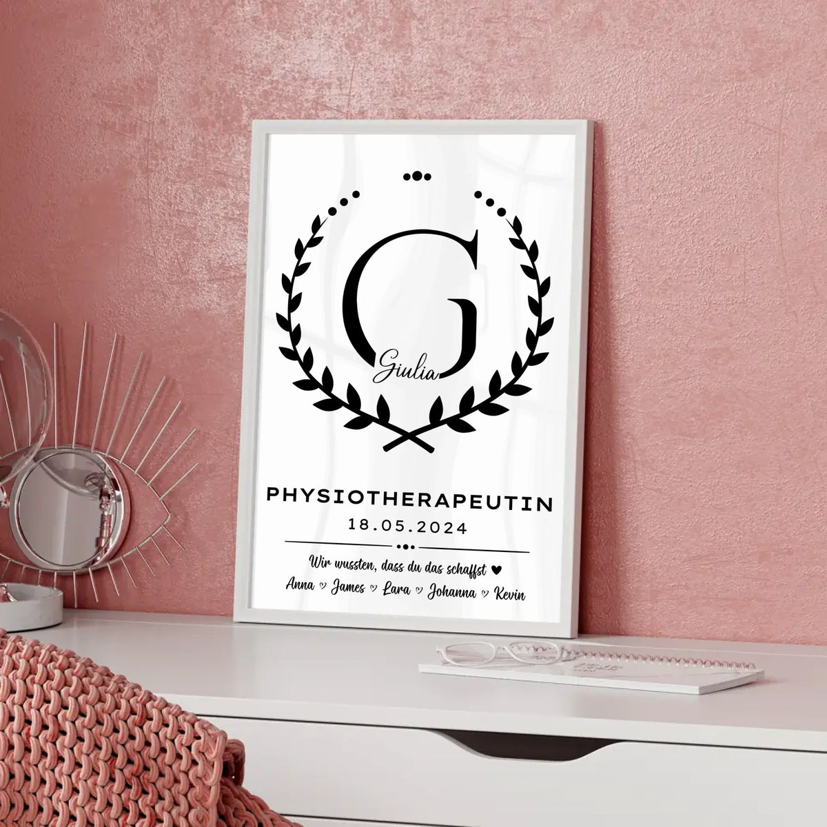Geschenk Zum Abschluss Ausbildung Physiotherapeutin Poster personalisiert