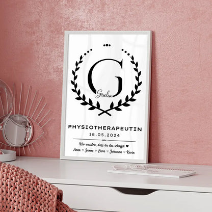 Geschenk Zum Abschluss Ausbildung Physiotherapeutin Poster personalisiert
