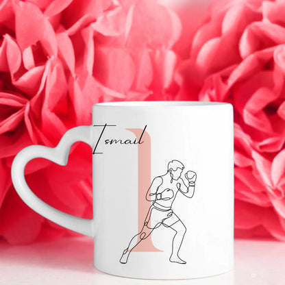 Kaffee Tasse Personalisiert mit Lineart Boxer Motiv in Boxen Design